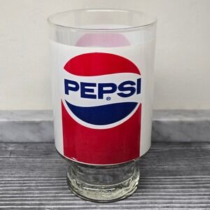 Pepsi-Cola Large Footed 32oz‎ Drinking Tumbler Glass Jumbo Retro Vintage PEPSI